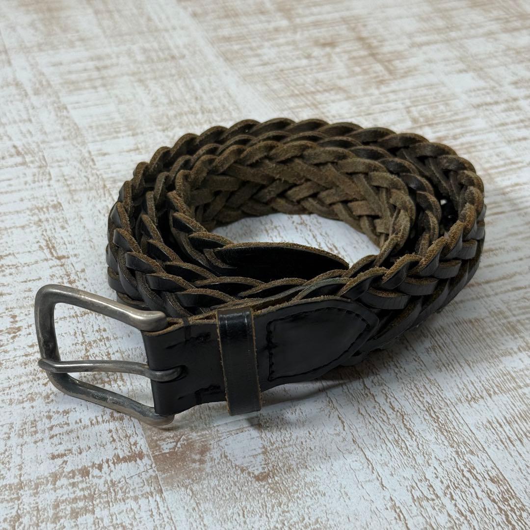 Whitehouse Cox 編み込みレザーベルト　ホワイトハウス　コックス　黒