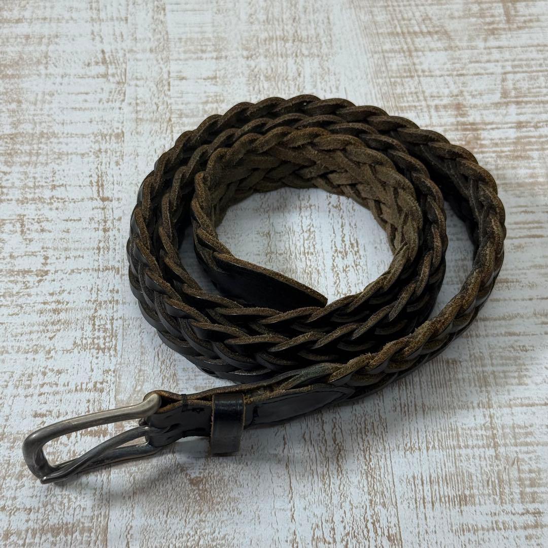 Whitehouse Cox 編み込みレザーベルト　ホワイトハウス　コックス　黒