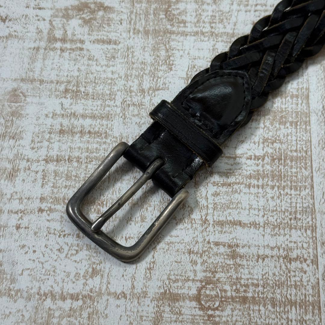 Whitehouse Cox 編み込みレザーベルト　ホワイトハウス　コックス　黒