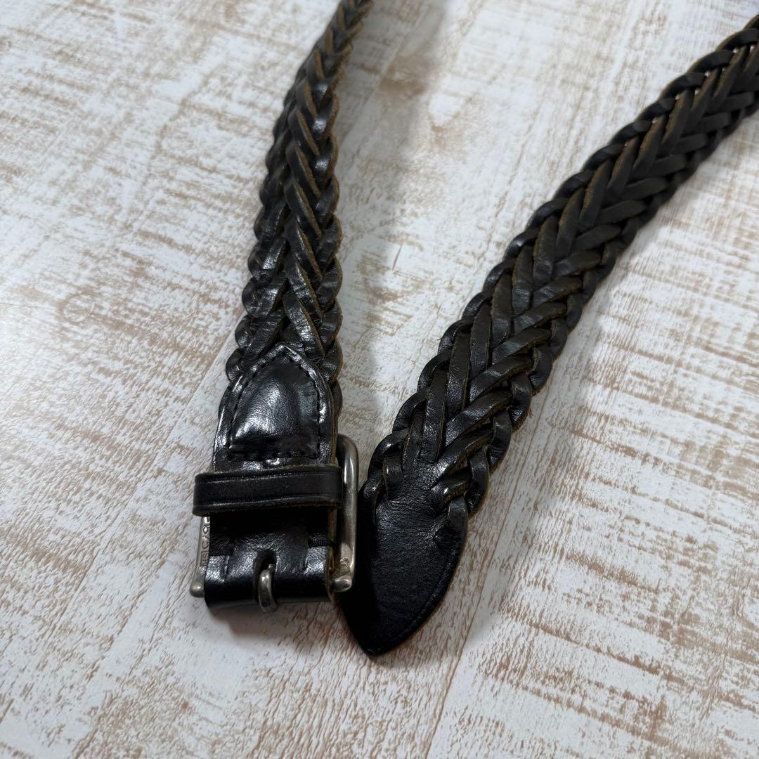 Whitehouse Cox 編み込みレザーベルト　ホワイトハウス　コックス　黒