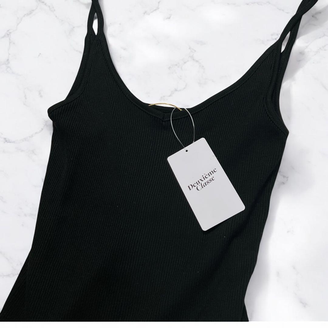 【新品】Deuxieme Classe 定番リブキャミソール 黒 綿100%