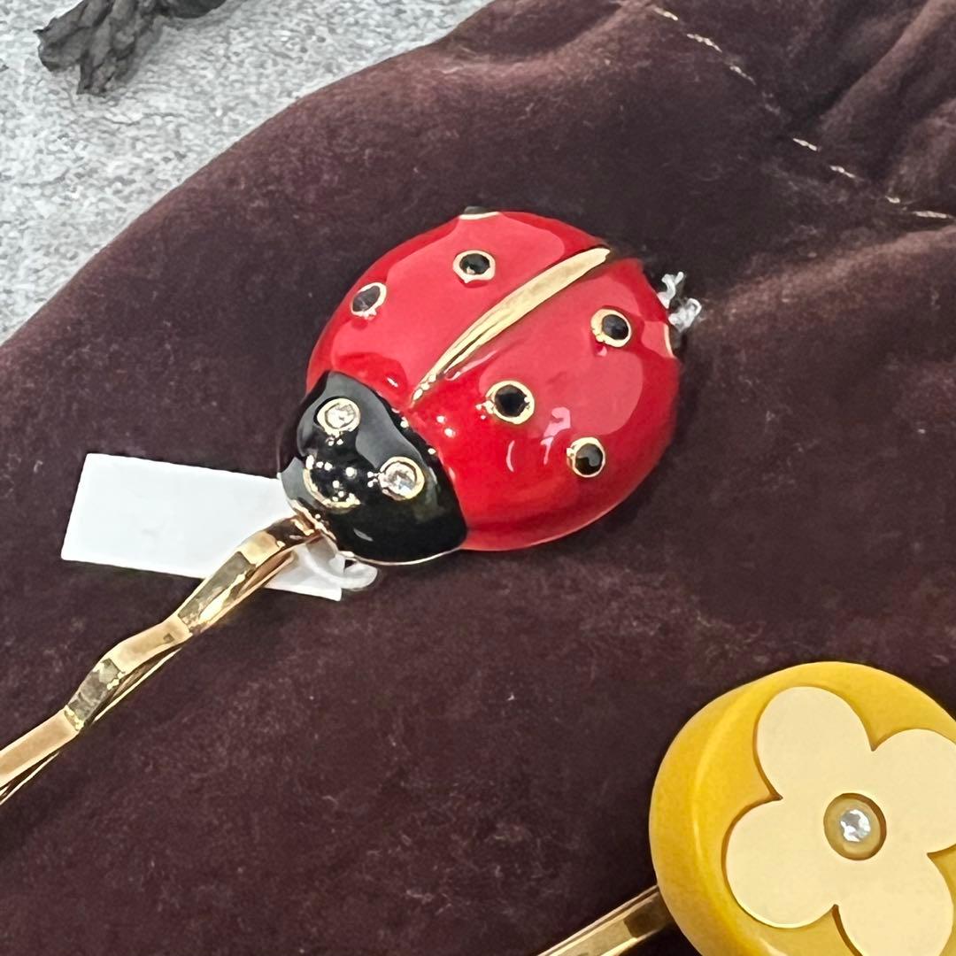 美品 ルイヴィトン ヘアピン 3本セット てんとう虫 ハート M92349
