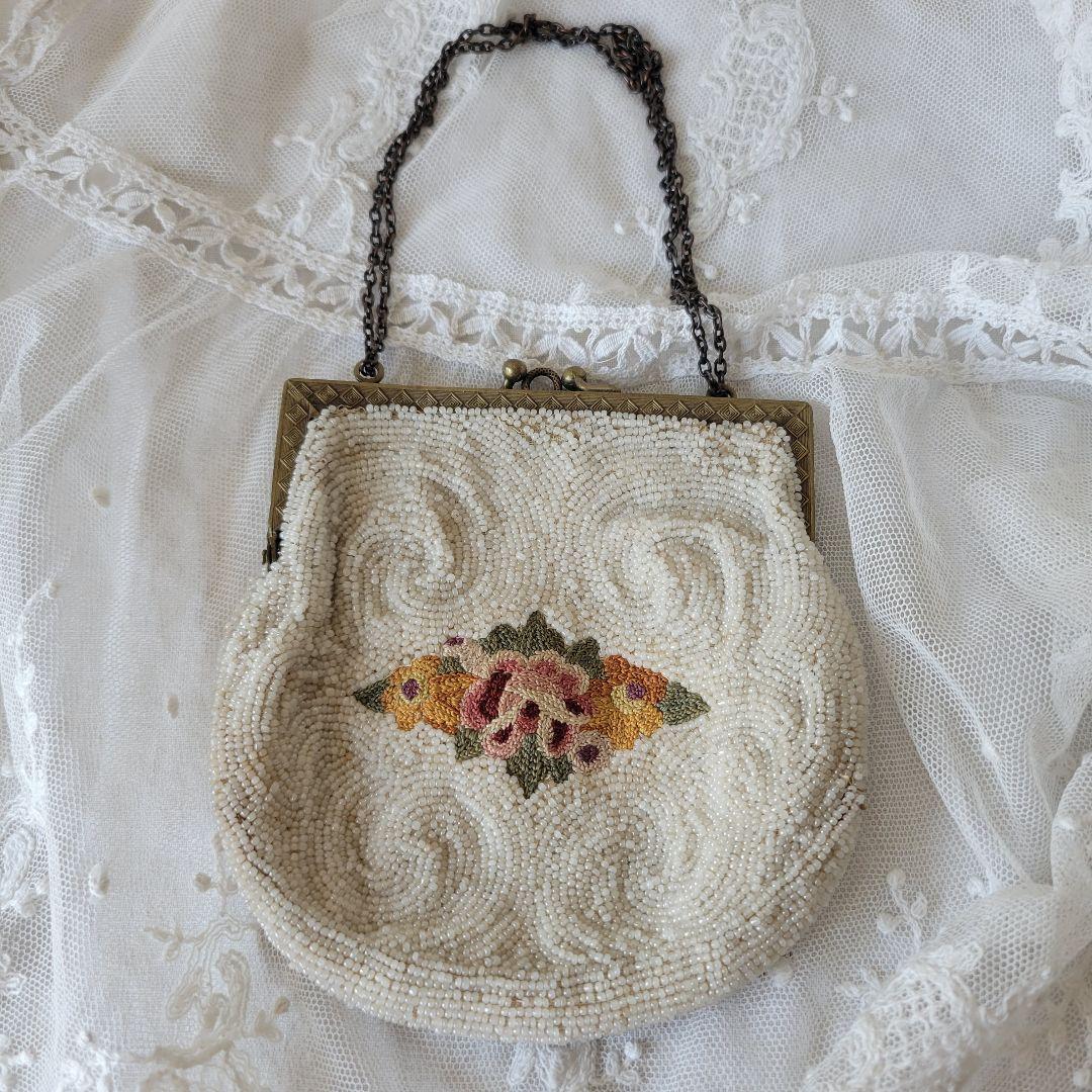 フランス　アンティーク　ビーズバッグ