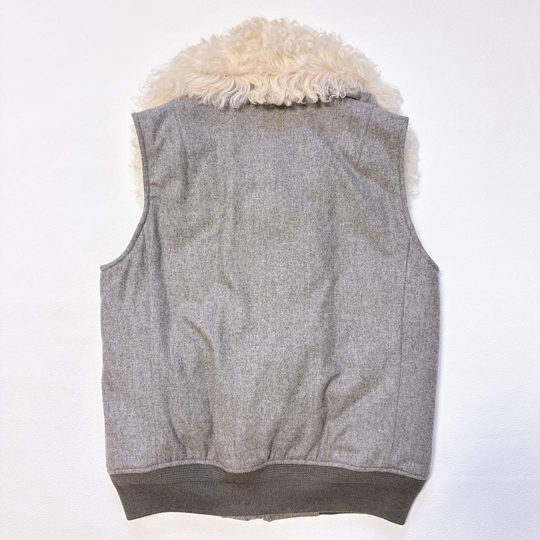 ラルフローレン　羊ファー付き ウールダウンベスト シルク裏地