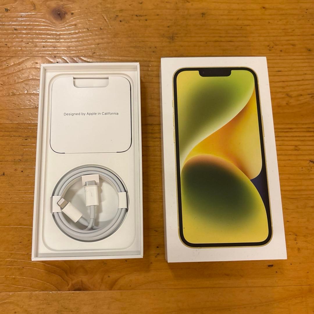 iPhone14 128GB ガラスフィルム SIMフリー　イエロー　黄色