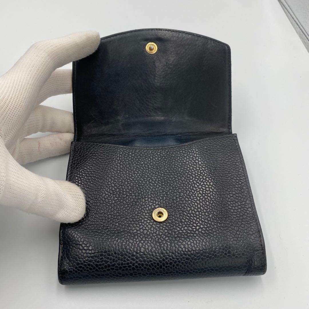 ！美品！　CHANEL シャネル　キャビアスキン　折り財布