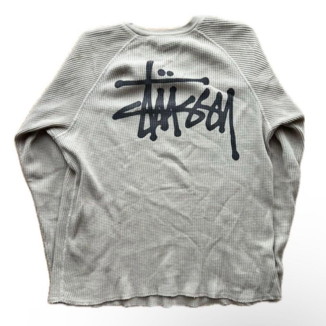 【希少・大人気】STUSSY ステューシー サーマル ワッフル ロンT 背面ロゴ