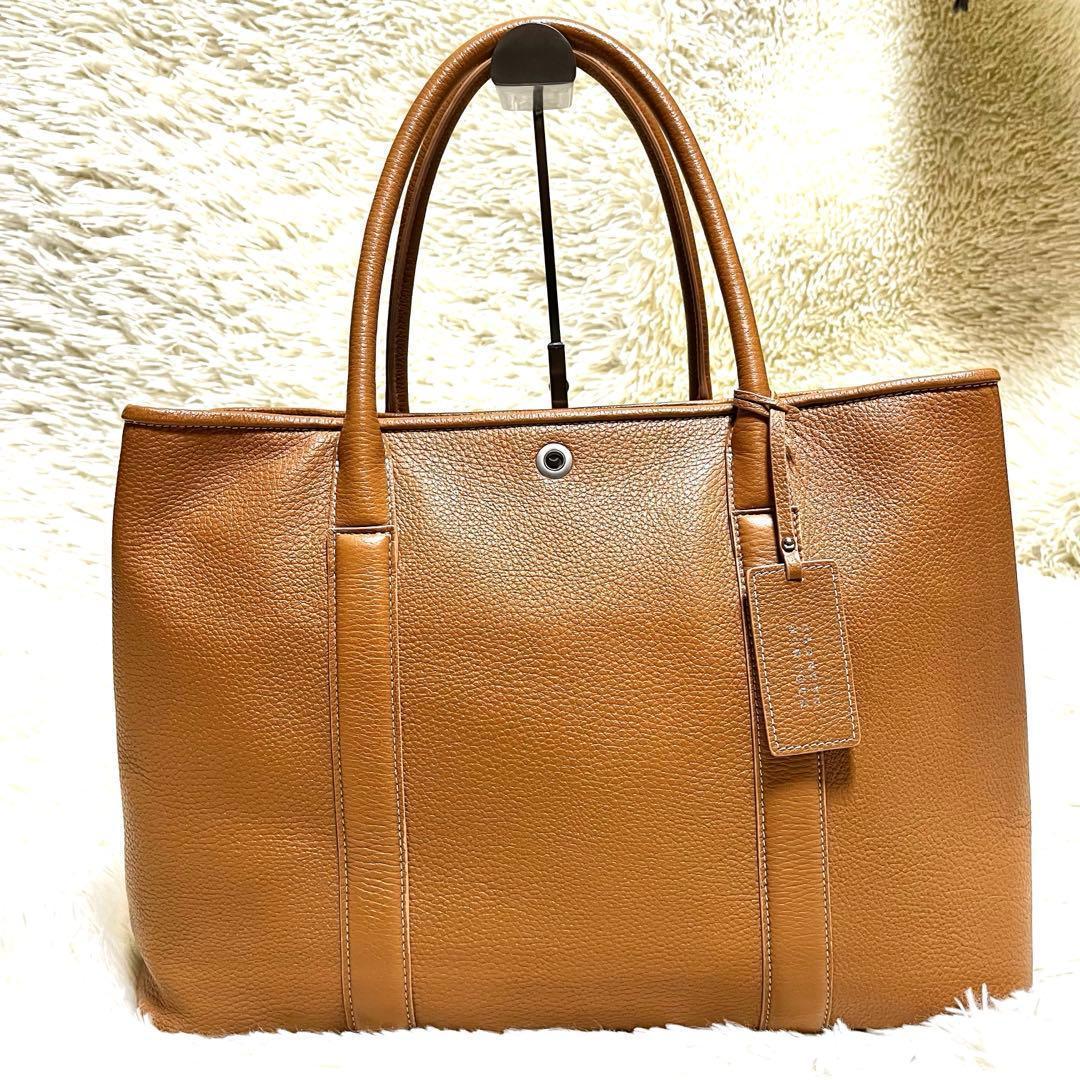 美品✨バーニーズニューヨーク トートバッグ レザー シボ革 チャーム ブラウン