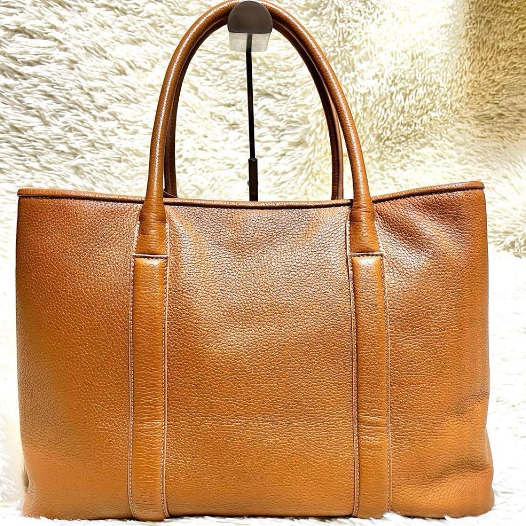 美品✨バーニーズニューヨーク トートバッグ レザー シボ革 チャーム ブラウン