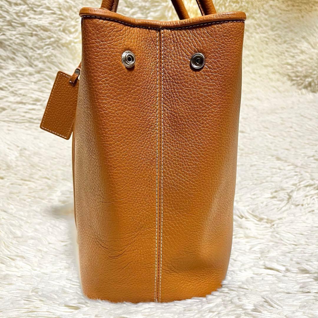 美品✨バーニーズニューヨーク トートバッグ レザー シボ革 チャーム ブラウン