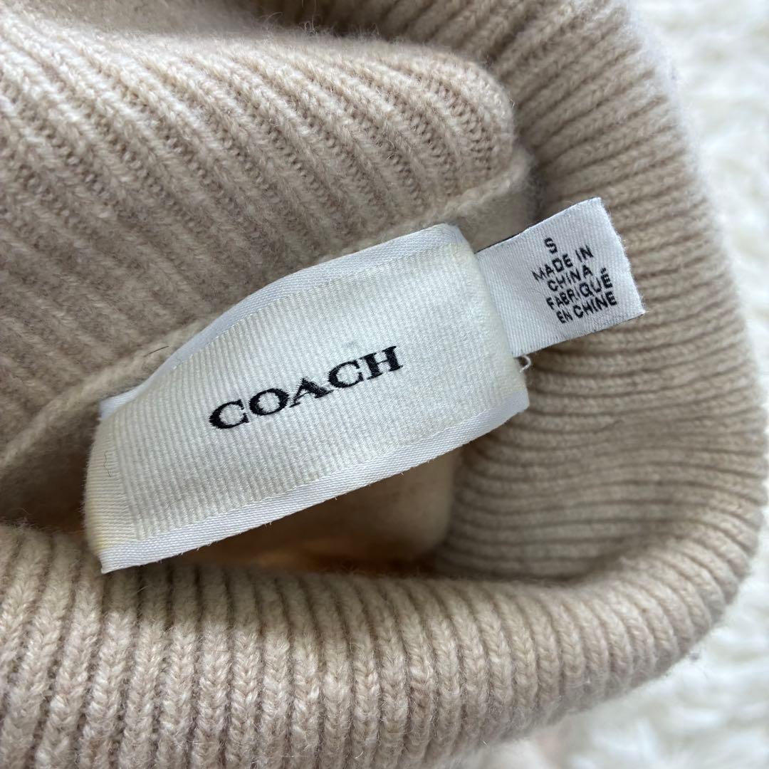 人気✨　コーチ　ニット　ハイネック　Sサイズ　長袖　カシミヤ混　ロゴ刺繍