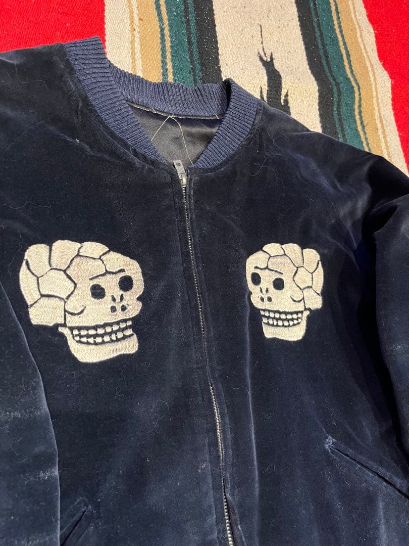 テーラー東洋 リバーシブル 別珍 souvenirjacketスカル蛇ネイビー