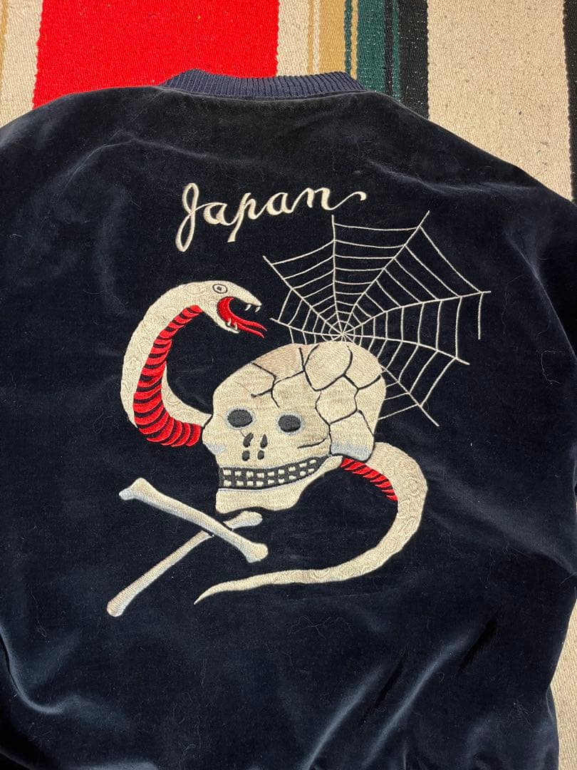 テーラー東洋 リバーシブル 別珍 souvenirjacketスカル蛇ネイビー