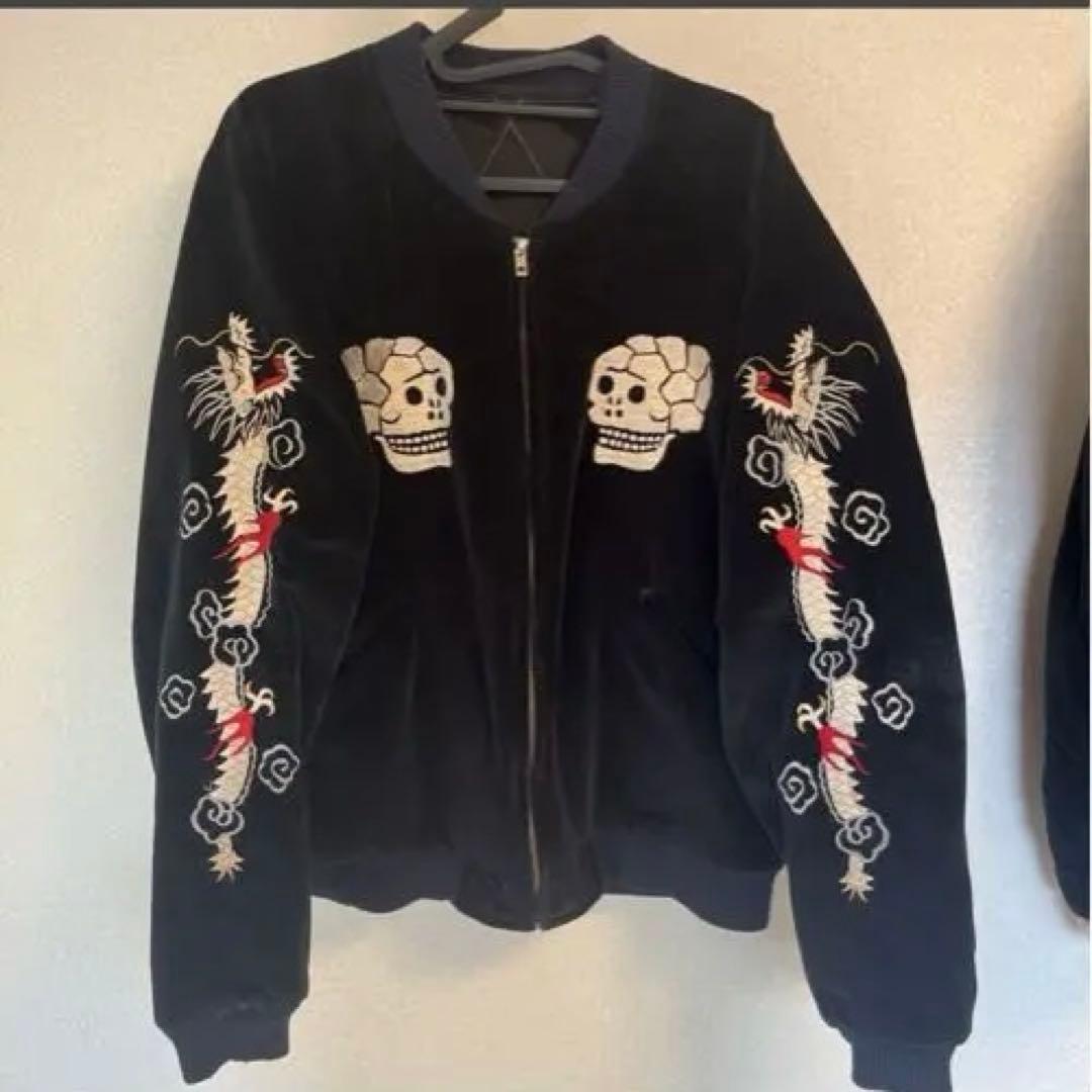 テーラー東洋 リバーシブル 別珍 souvenirjacketスカル蛇ネイビー