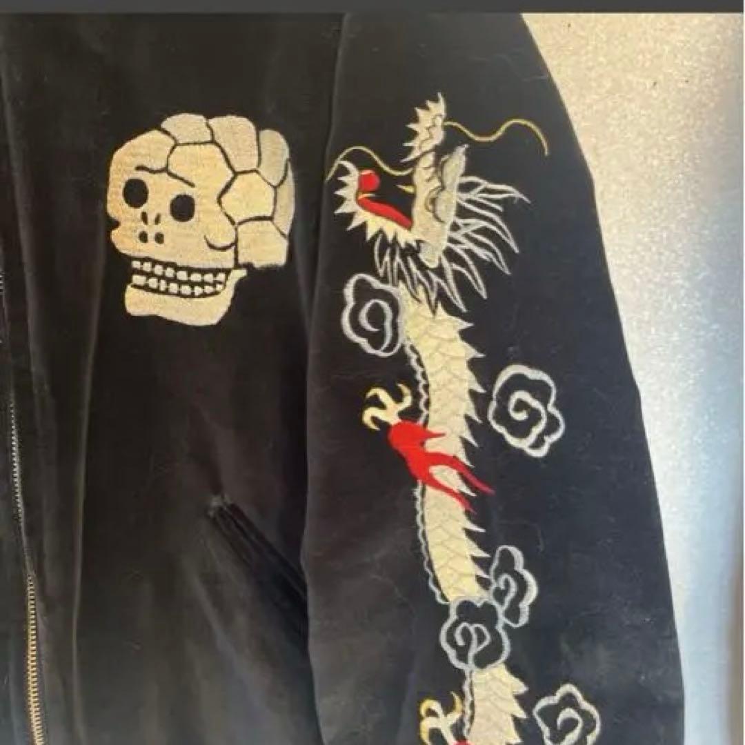 テーラー東洋 リバーシブル 別珍 souvenirjacketスカル蛇ネイビー