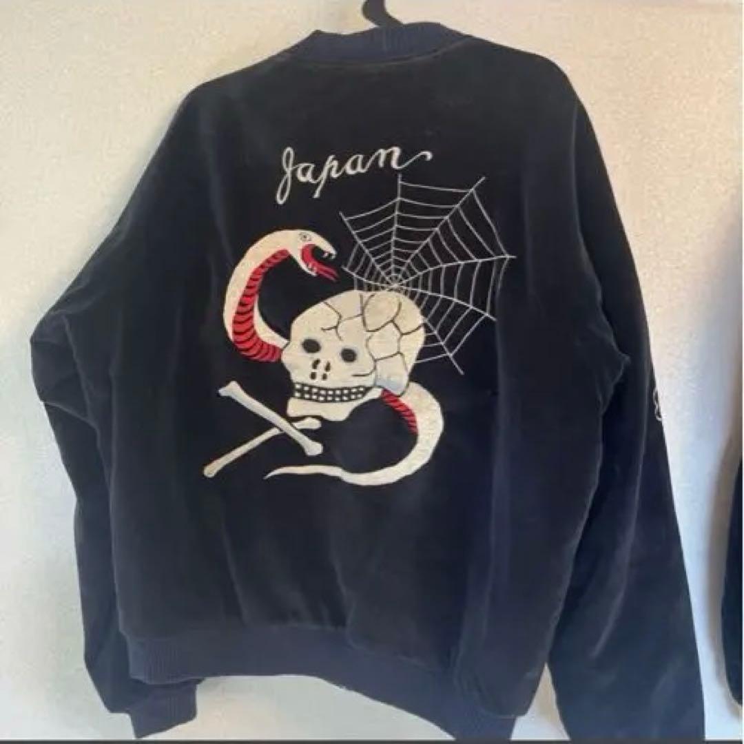 テーラー東洋 リバーシブル 別珍 souvenirjacketスカル蛇ネイビー