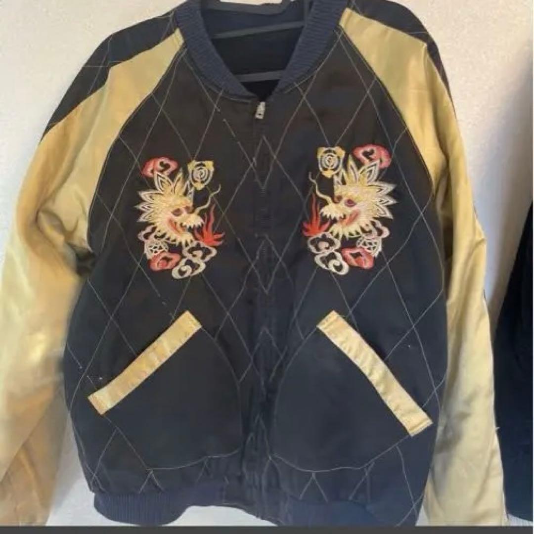 テーラー東洋 リバーシブル 別珍 souvenirjacketスカル蛇ネイビー