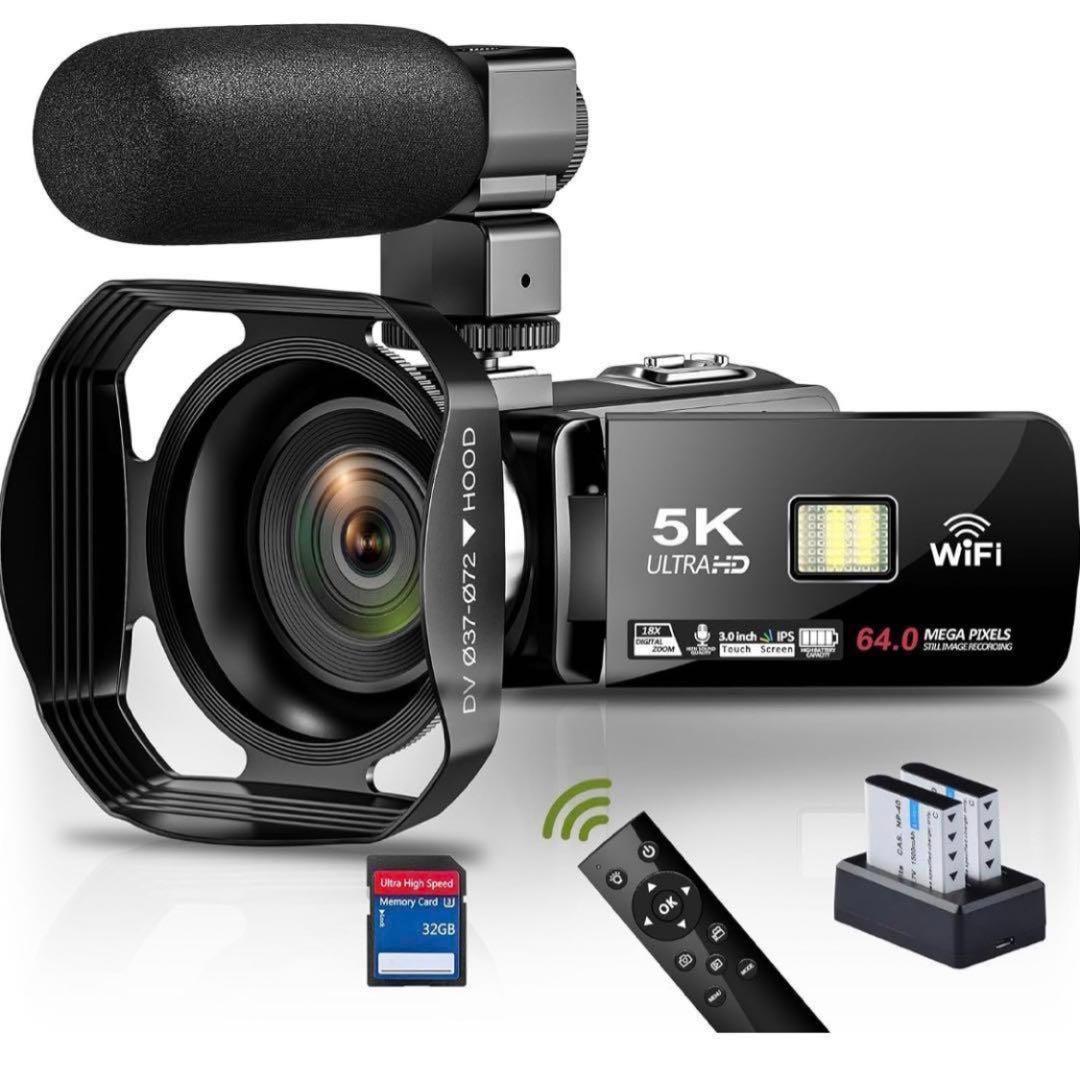 ビデオカメラ　5K バッテリー２個付き　リモコン