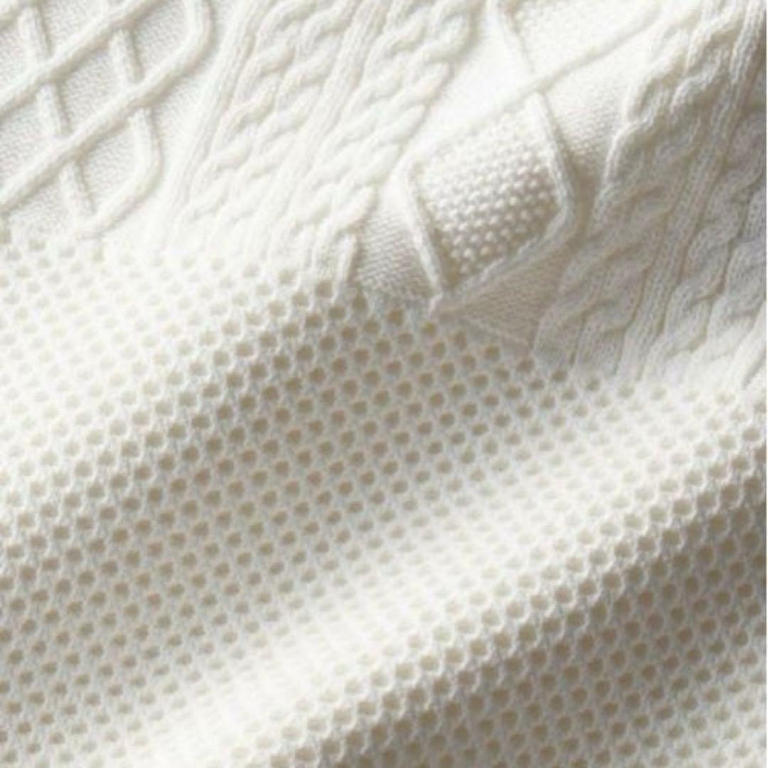 【美品】Sov. ソブ レーヨンナイロンダルケーブルニットジャケット 白