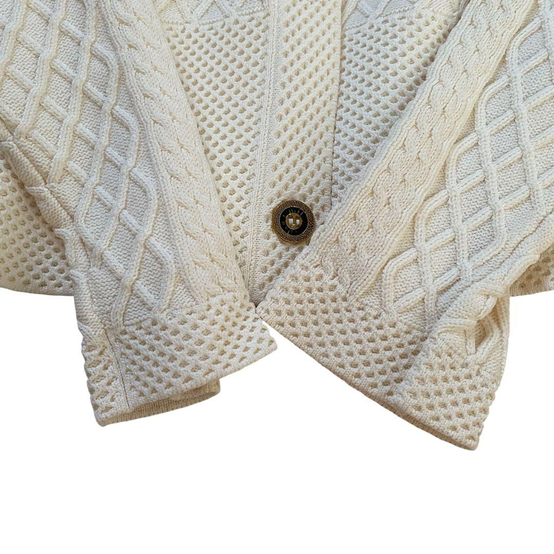 【美品】Sov. ソブ レーヨンナイロンダルケーブルニットジャケット 白