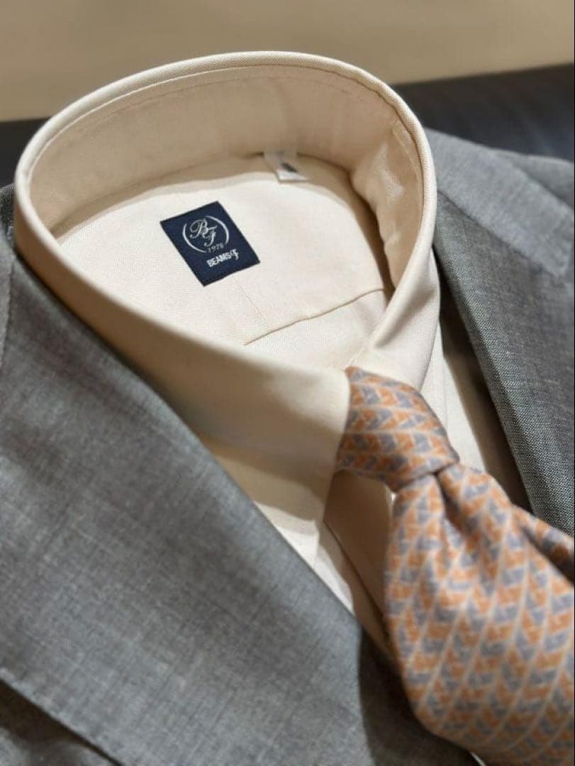 BEAMS F オックスフォード シャンブレー タブカラーシャツ 38 ベージュ