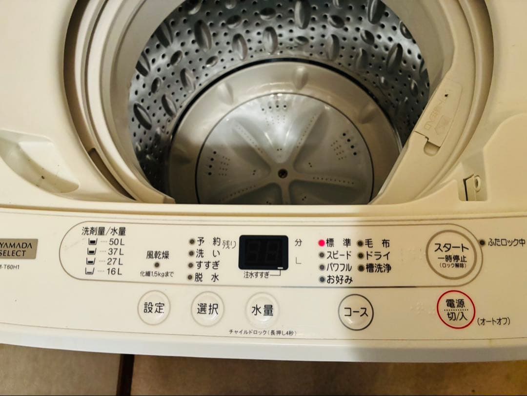 ヤマダホールディングス 全自動洗濯機 6.0kg 大容量 縦型 2020式