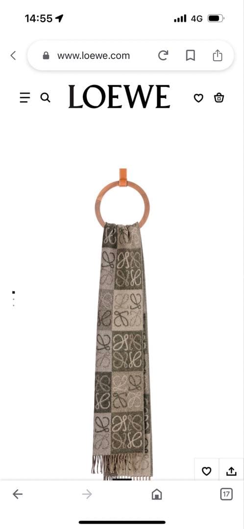 値下　ロエベ チェッカーボード スカーフ　LOEWE カシミヤ　美品　マフラー