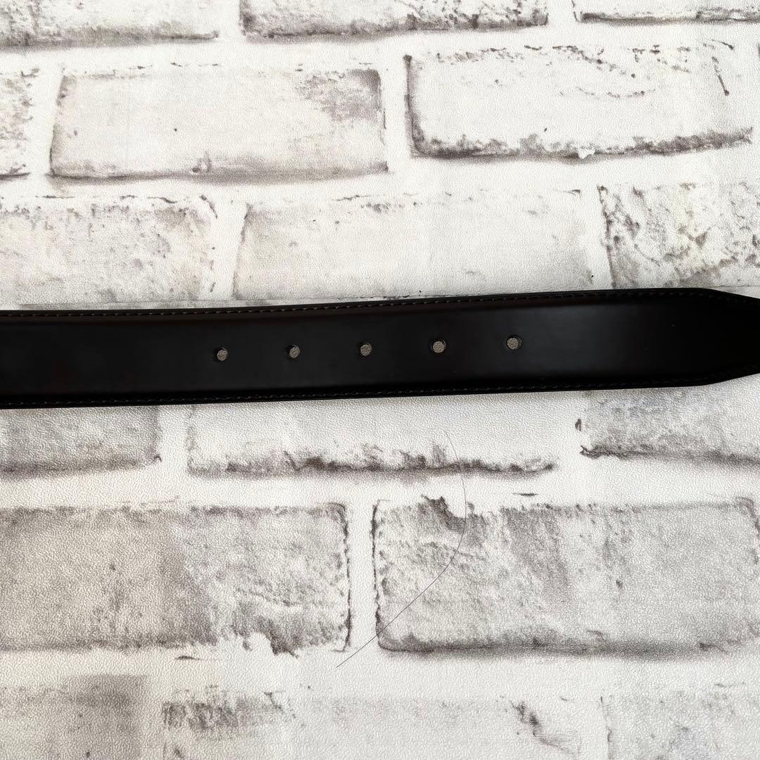 極美品✨フェラガモ　ベルト　ダブルガンチーニ　シルバー金具　ロゴ刻印　濃茶