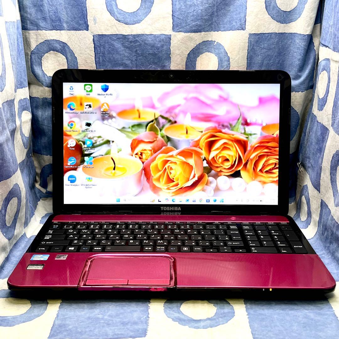 サクサク快適SSD☆i5☆ピンクノートパソコン♪カメラ付&ブルーレイ！Win11