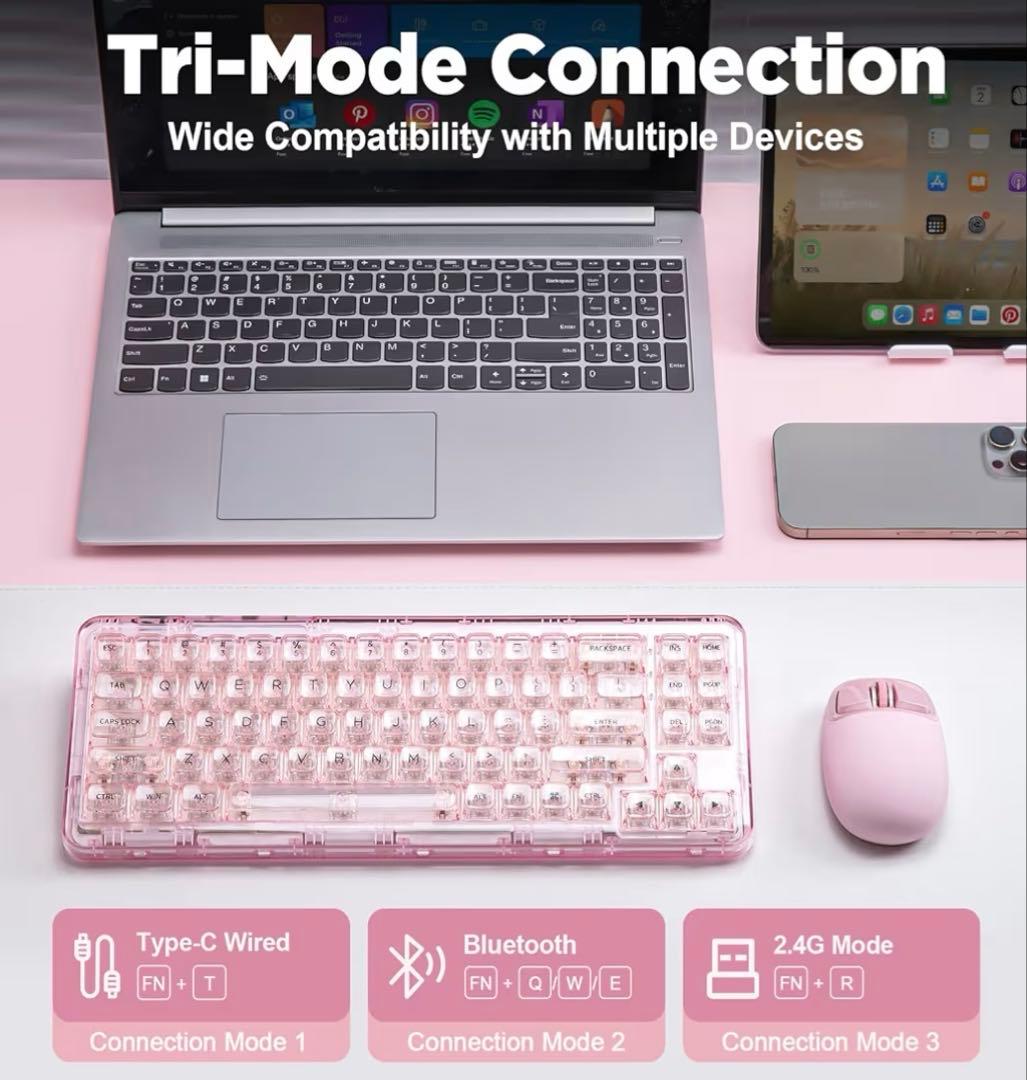 YUNZII X71 メカニカルゲーミングキーボード　ピンク　美品