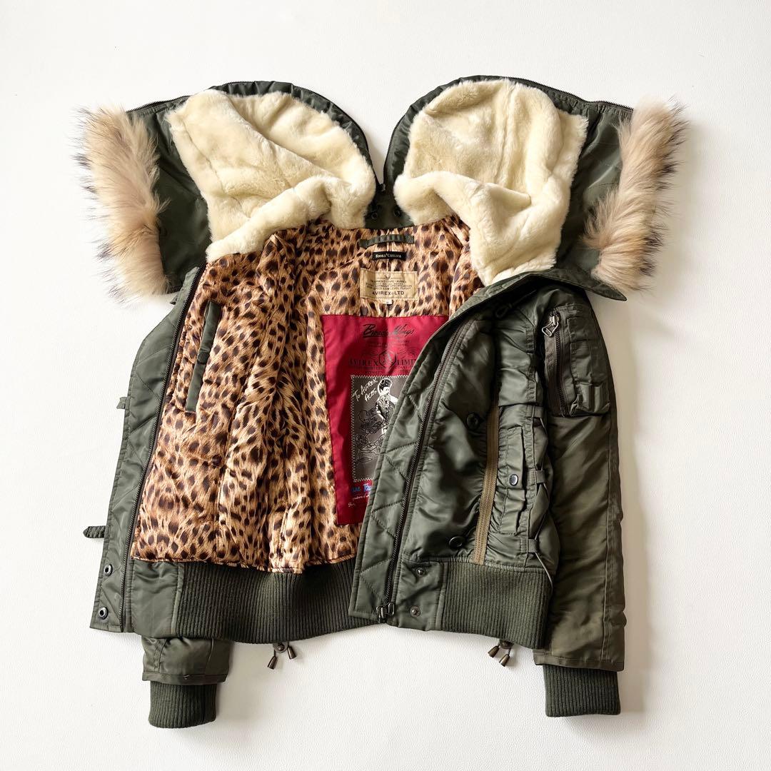 ▼00s y2k美品✨アヴィレックス ヒョウ柄 フライトジャケット N2B 短丈