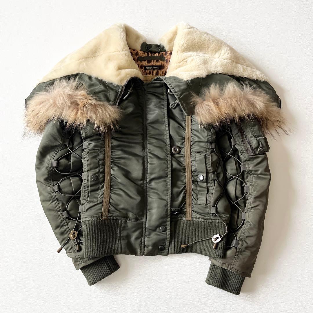 ▼00s y2k美品✨アヴィレックス ヒョウ柄 フライトジャケット N2B 短丈