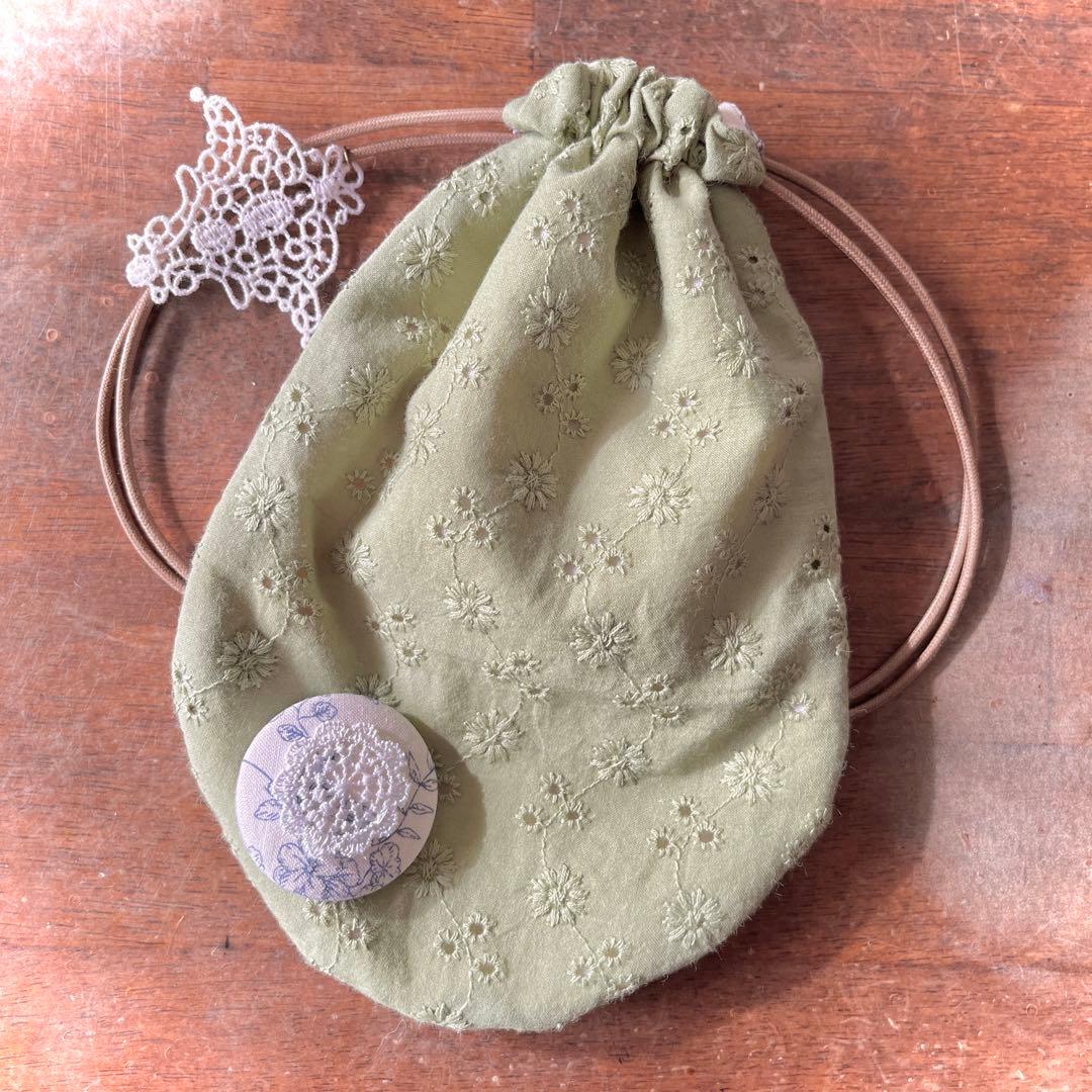 mamerin ♪ミナペルホネンハンドメイドchoucho小鳥レースの巾着