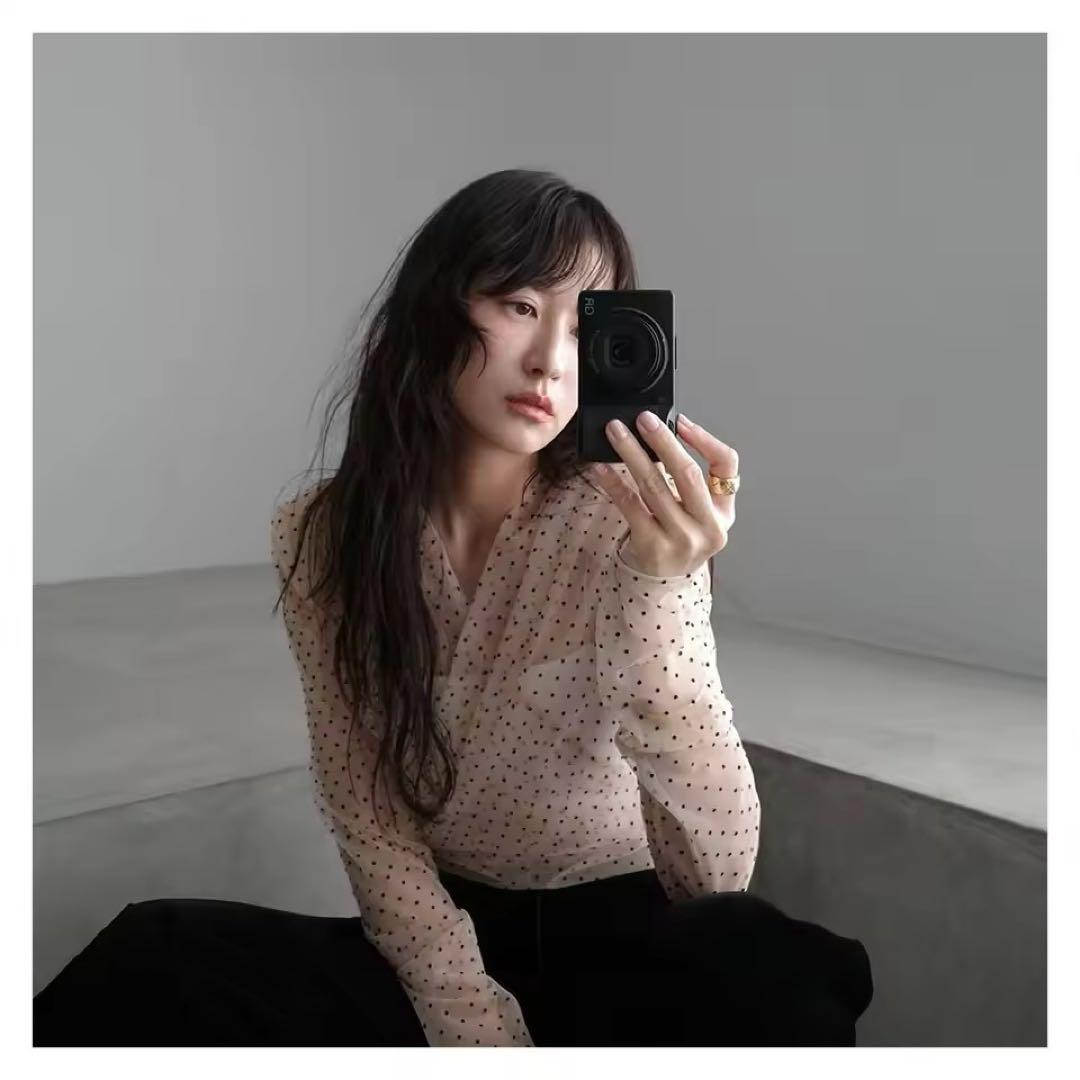 シースルー ドット トップス CLANE SHEER DRAPE