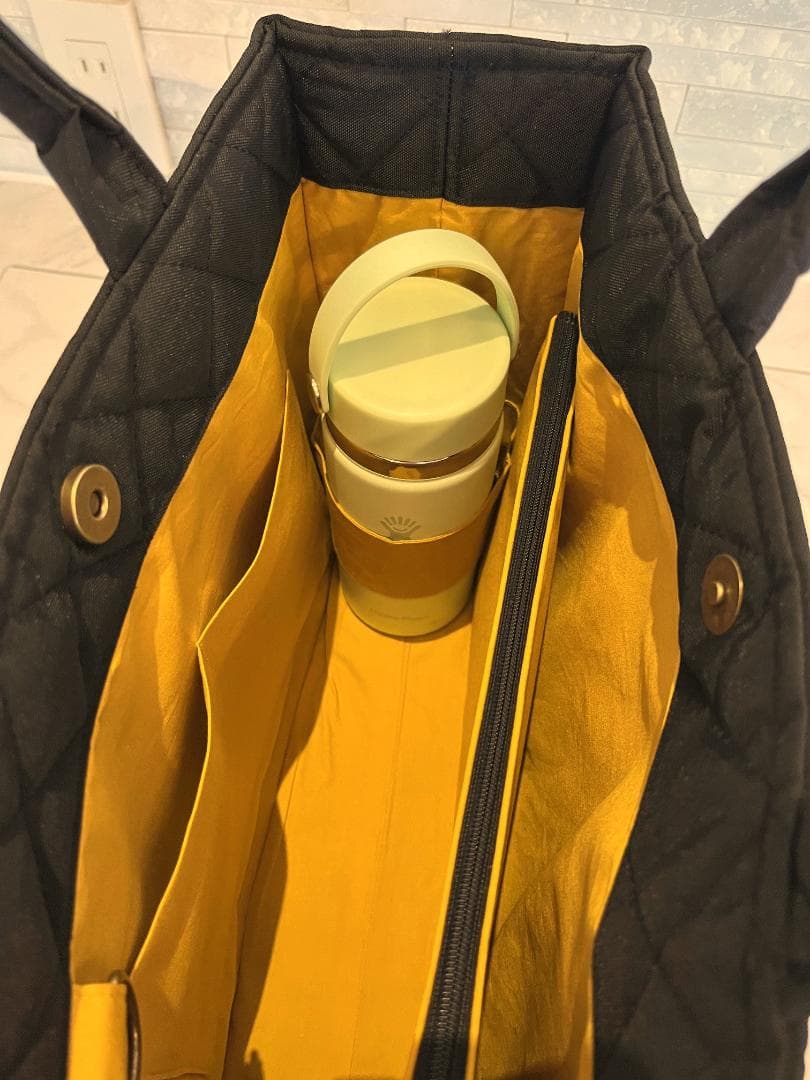 お受験バッグ　黒　自立　保護者会　お稽古バッグ　トート　キルティング　ポーチ付