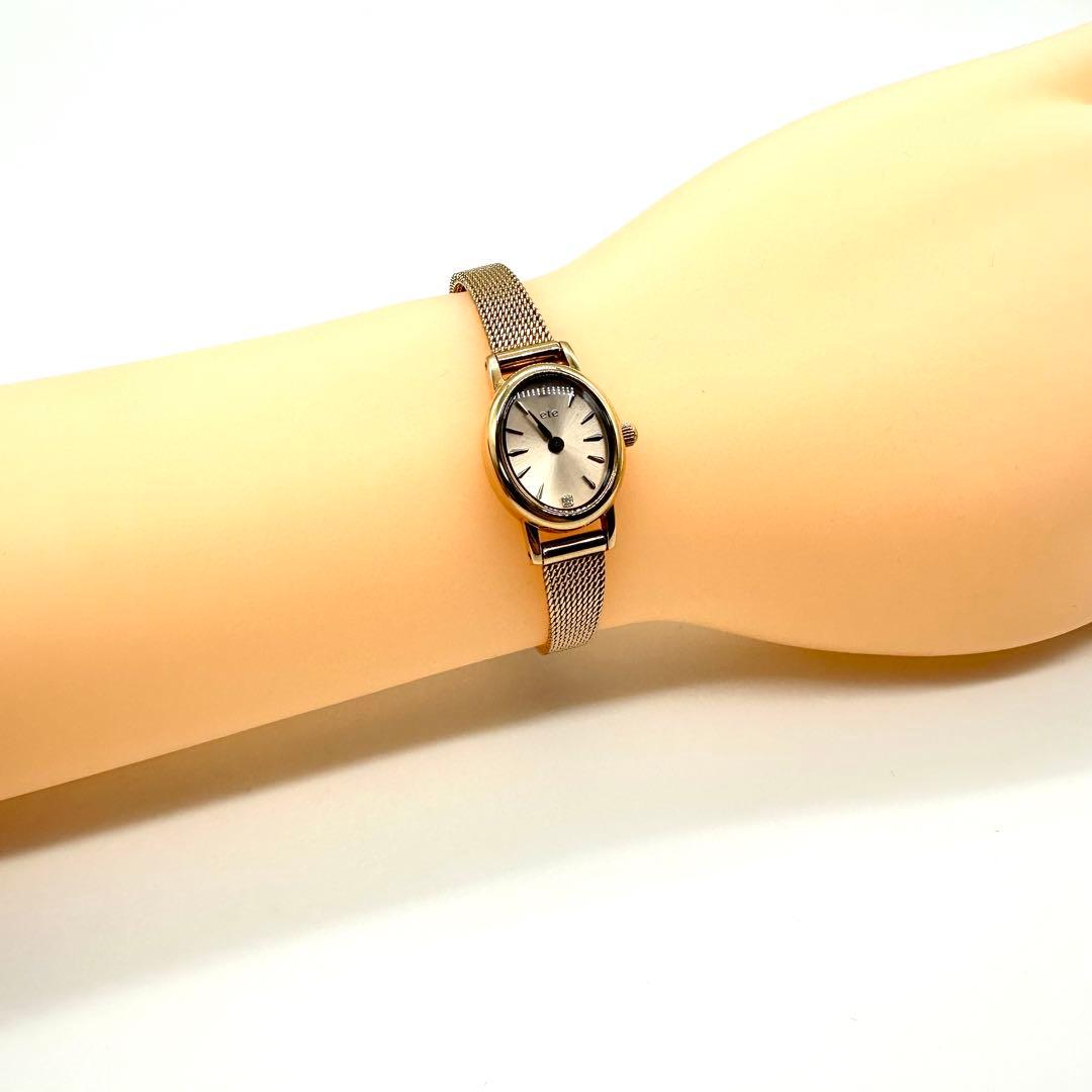 美品★ete★エテ★ピンクゴールド 腕時計 2Pダイヤ オーバルフェイス 限定品