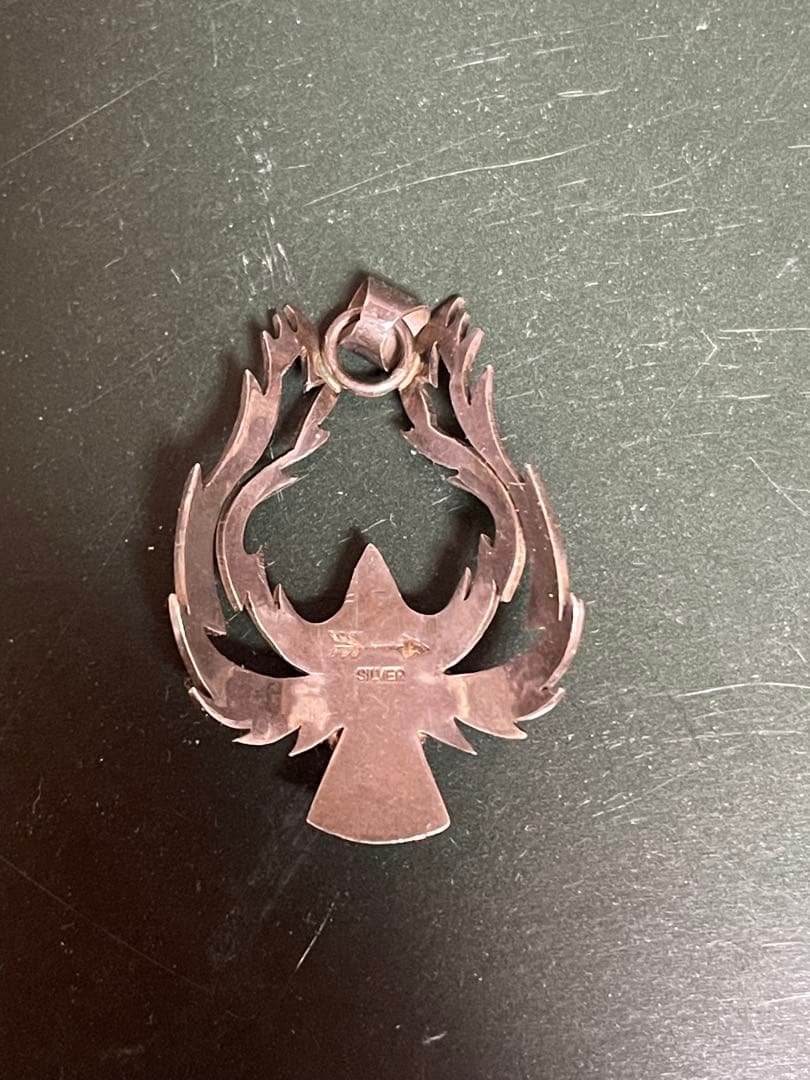 ターコイズ装飾シルバーペンダント　イーグル　トップ