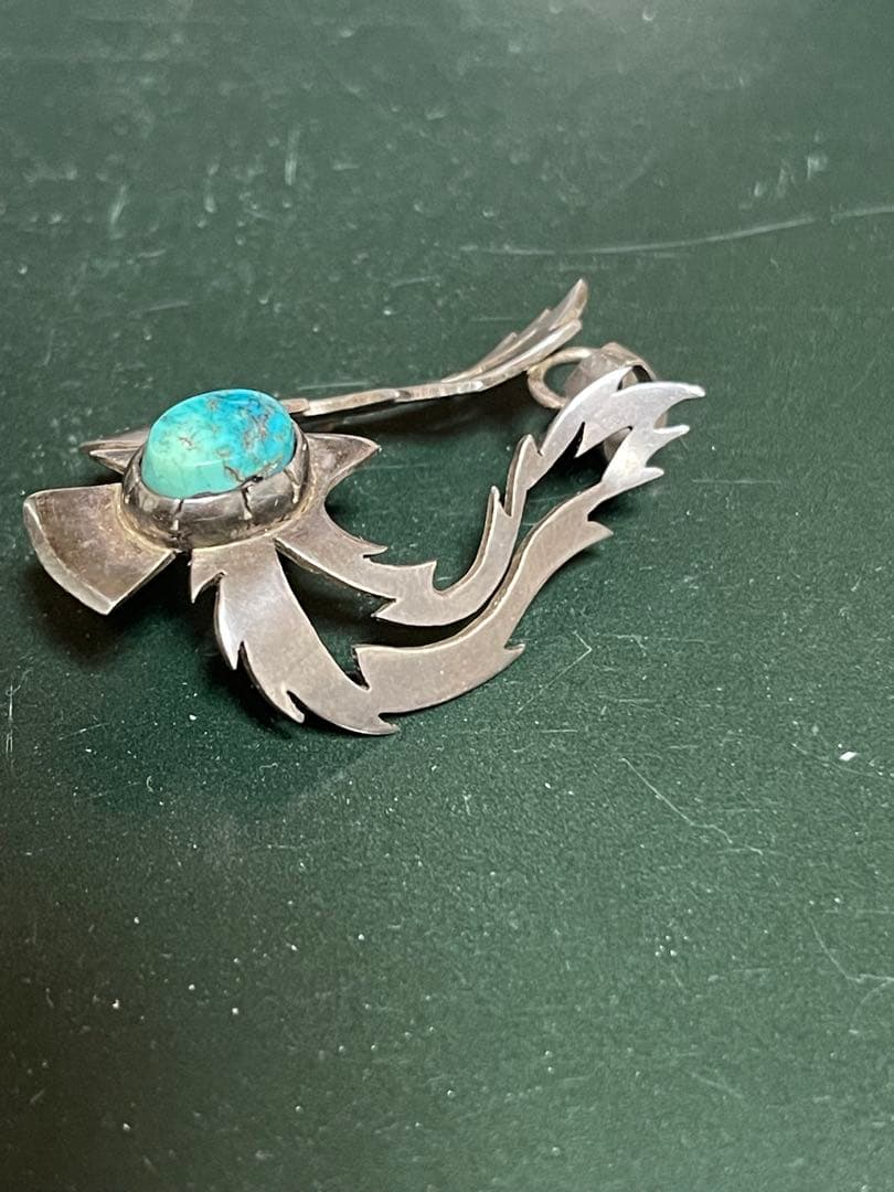 ターコイズ装飾シルバーペンダント　イーグル　トップ
