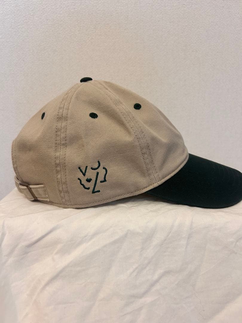 リンカブル　ロゴキャップ　ベージュ×グリーン