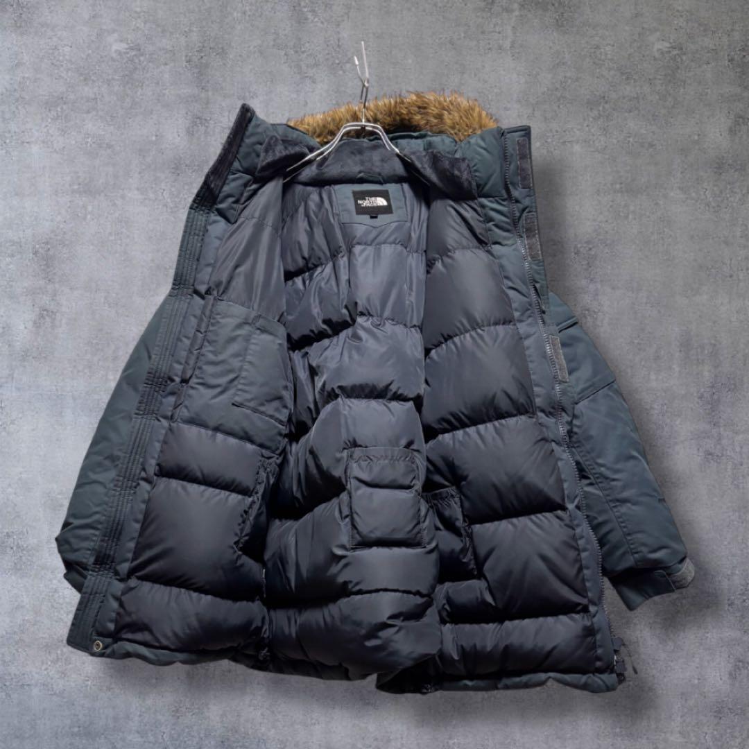 ☆人気　ノースフェイス　ファー　ダウンジャケット　パーカー　ブルーグレー　M