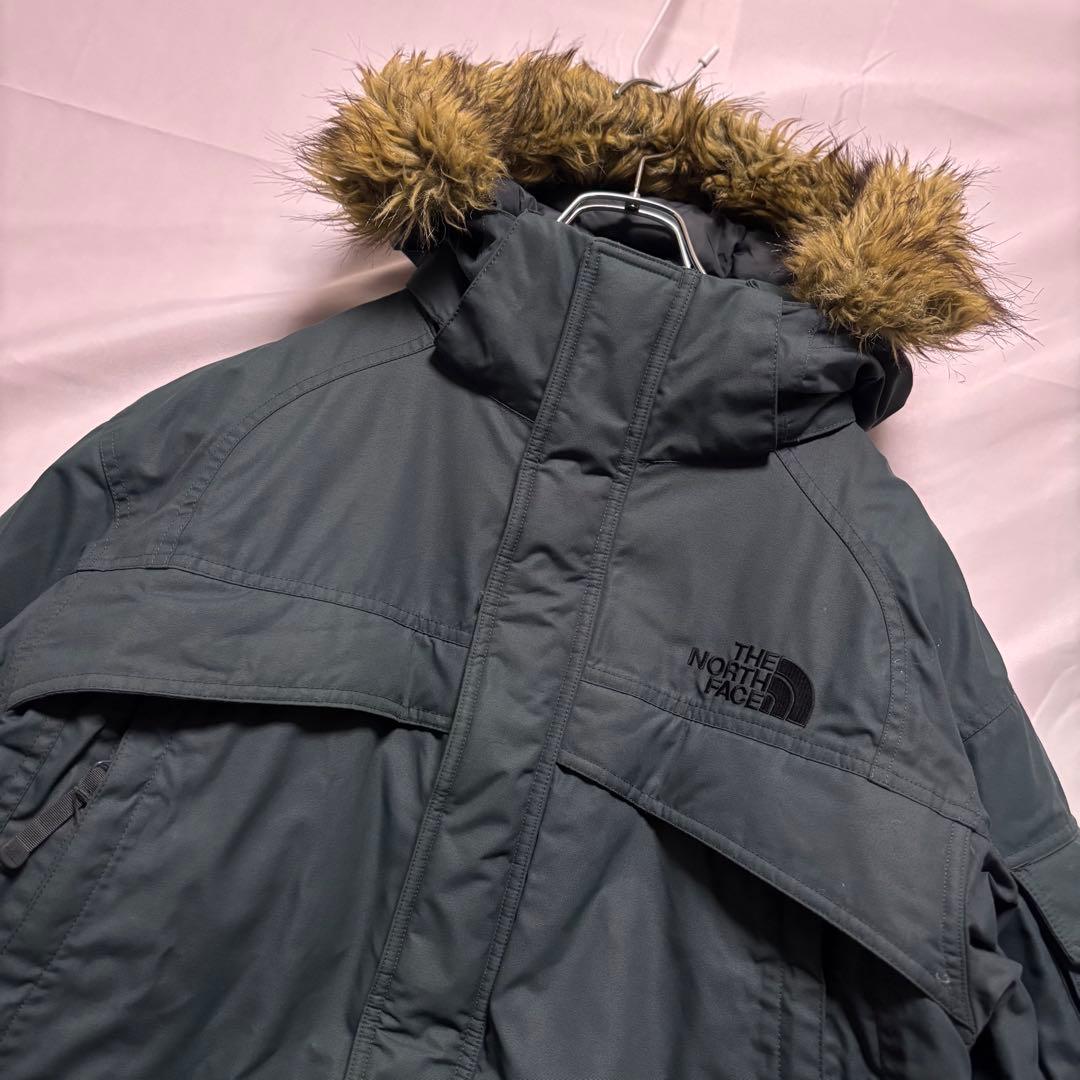 ☆人気　ノースフェイス　ファー　ダウンジャケット　パーカー　ブルーグレー　M