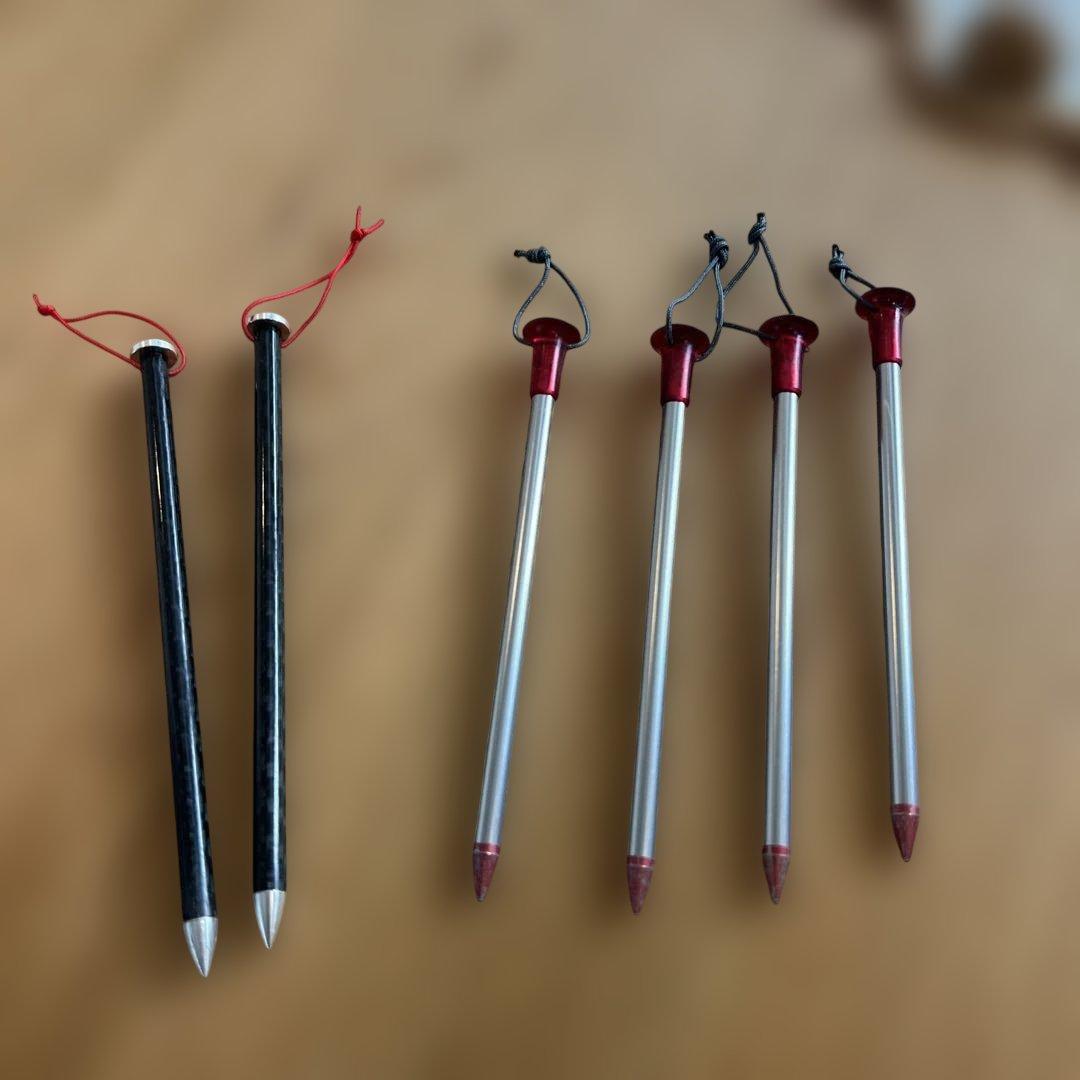 超軽量カーボンペグ　6本　msrとzpacks 未使用と一度使用