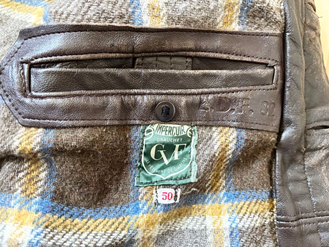 50s - 60s GVF レザーコート ジャケット フレンチ ワーク