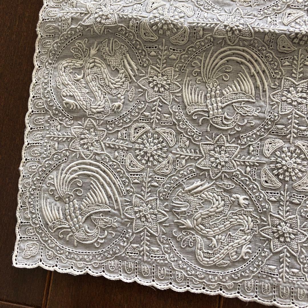 未使用　スワトウ　ハンカチ　龍　鳳凰　汕頭　刺繍　SWATOW