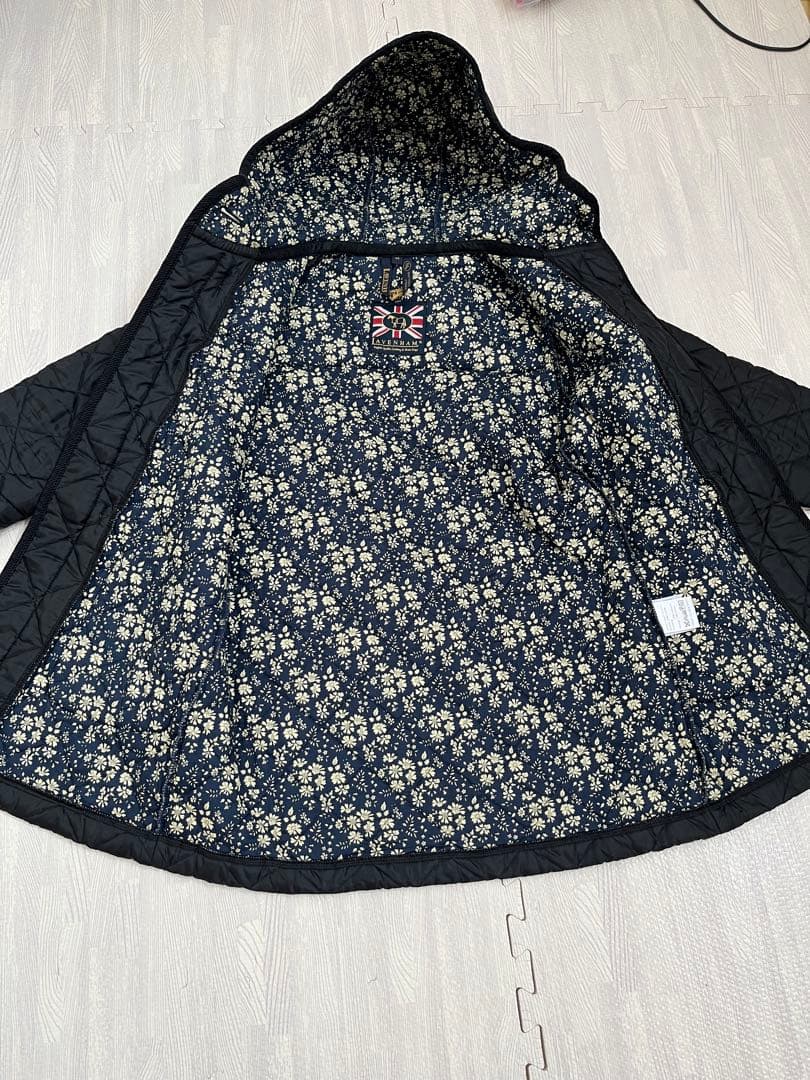美品 LAVENHAM ラベンハム　リバティカペル柄　ダッフルコート 黒 　36