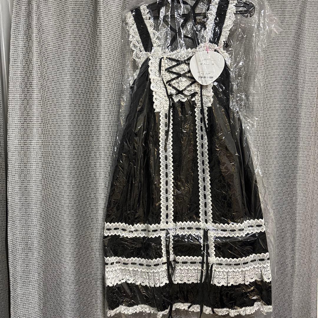 新品 BABY ベビードールジャンパースカート 黒×オフ白