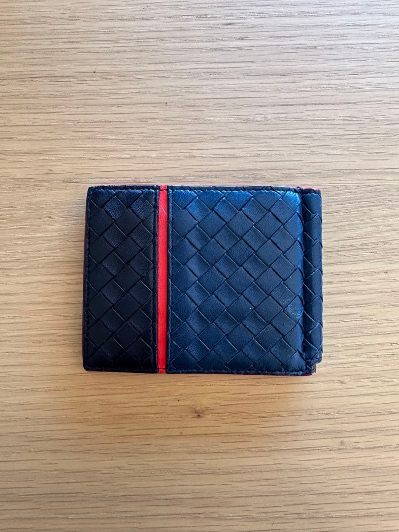 限定品希少カラー Bottega Venetaマネークリップ ネイビー/ブラック