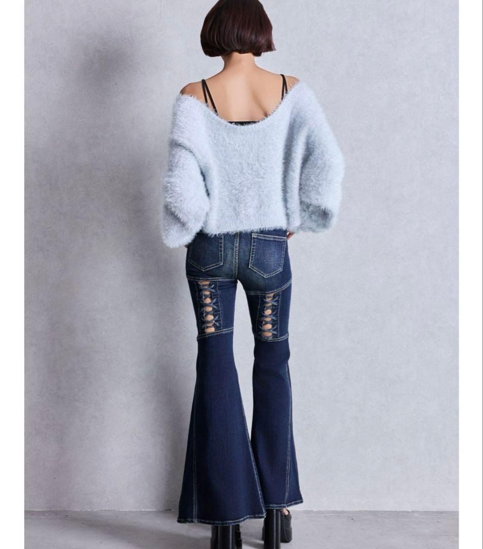 ジェイダ　バックレースアップフレアデニム