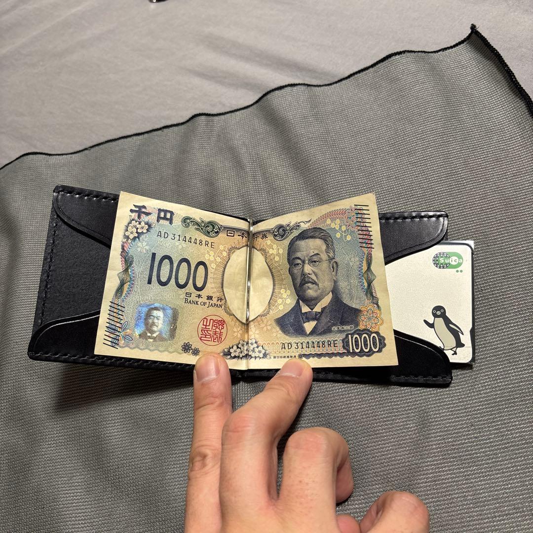 土日限定価格☆hyronworks☆ブラックレザーマネークリップ