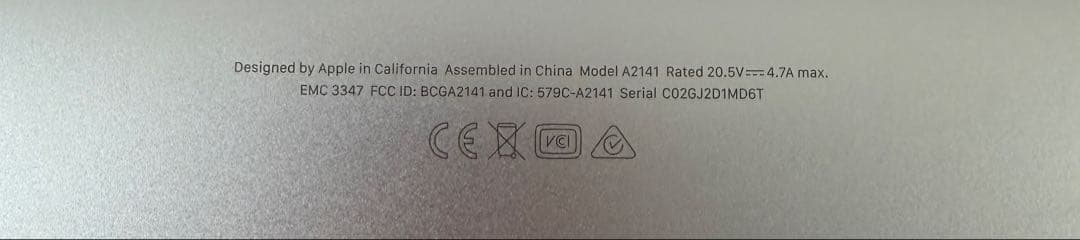 MacBook Pro a2141 64GB 1TB 土日発送　ACアダプタ付き